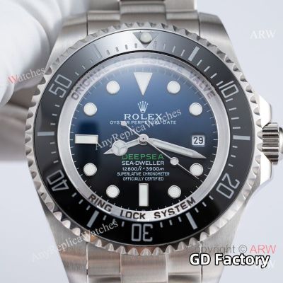 GD Factory High Quality Replica Rolex Deepsea Silver 316 stainless steel strap Dark Blue Face Dial Silver Ceramic Bezel Men Watch 